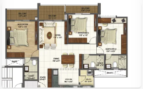 Brigade Horizon 3BHK West Floor Plan